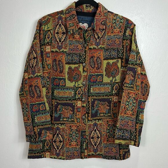 Chico's Beaded Tapestry Anniversary
Collection Cotton Blend Jacket Size M - Picture 1 of 11